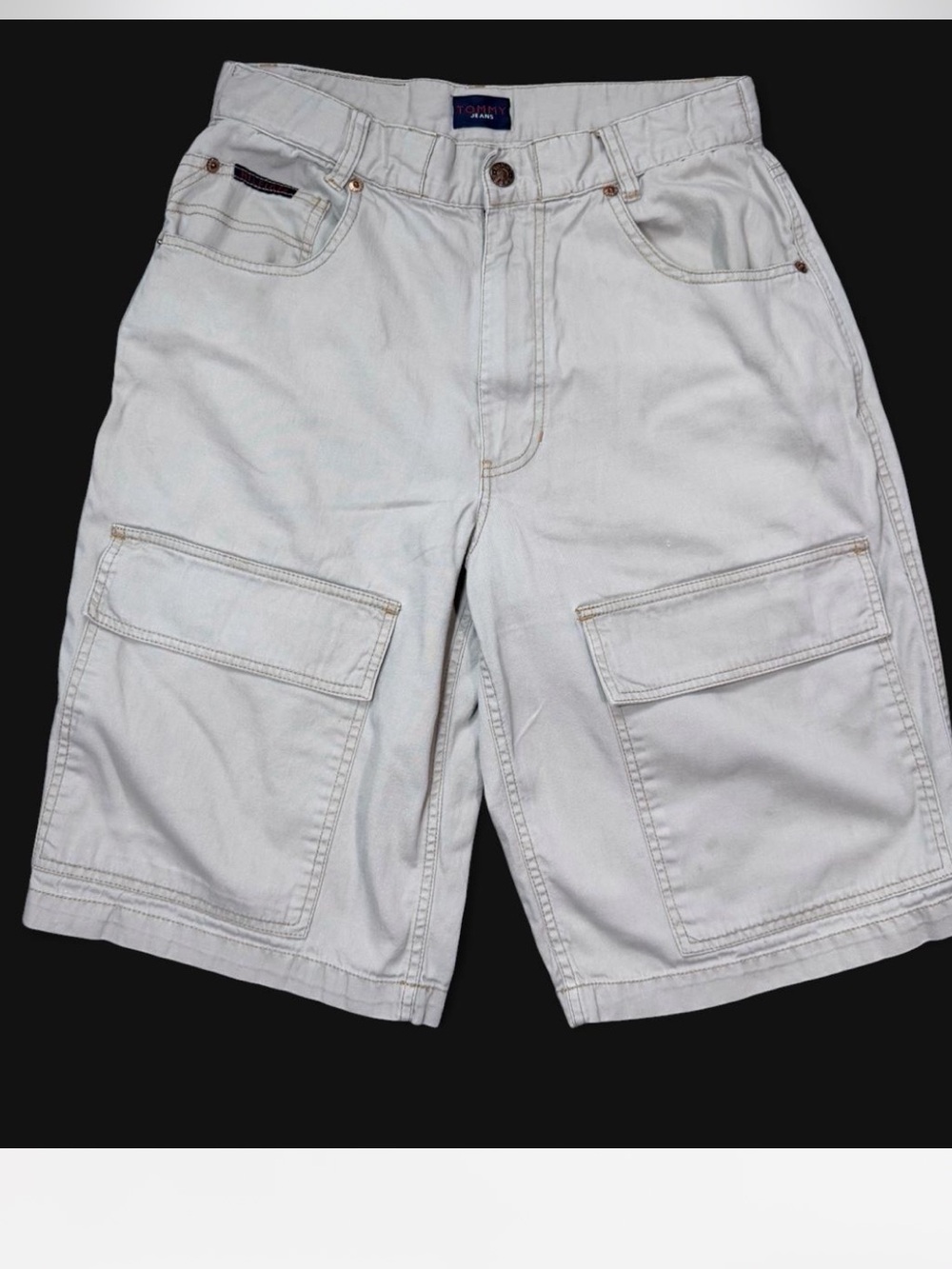 Tommy Jeans Y2K Carpenter Shorts Khaki Baggy Skater Size 30